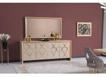 Set Da Pranzo Credenza Con Specchio Credenza Di Lusso In Legno Beige 2 Pezzi