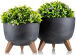 Howhomely | Fioriera, Set Di 2 Vasi Da Fiori, Vaso Per Piante Nero - 18,3 E 15 Cm - Fioriera, Vaso Da Fiori