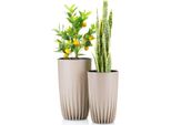 Howhomely | Fioriera, Set Di 2 Vasi Da Fiori, Vaso Per Piante Beige - 51,5 E 42 Cm - Fioriera, Vaso Da Fiori