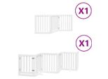 Vidaxl Cancelletto Per Cani 9 Pezzi Con Porta Pieghevole Bianco 450 Cm Legno Di Pioppo