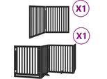 Vidaxl Cancelletto Per Cani 6 Pezzi Con Porta Pieghevole Nero 480 Cm In Legno Di Pioppo