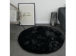 Consilio Concept Cloud Tappeto In Pelliccia 120X120 Nero Tappeto Supersoft 39 Mm Di Altezza Morbida Imitazione Pelliccia Di Coniglio