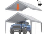 Tenda Da Garage Deluxe - 3,9 X 6,1 M - Tenda Da Garage Robusta - Impermeabile E Protetta Dai Raggi Uv - Facile Installazione Con Cinghie Di Tensione - Grigio - Copertura Del Tetto (Telaio Non Incluso)