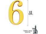 Numero "6"" Wolfpack In Ottone 10 Cm + Viti, Blister Con 1 Pezzo"