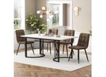 Gruppo Da Pranzo Flieks Tavolo Da Pranzo Con 4 Sedie Da Pranzo, Set Tavolo Da Cucina 5 Pezzi, Tavolo Da Cucina Con 4 Sedie Da Pranzo, Sedia Con Rivestimento In Velluto, Marrone Nero