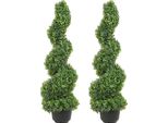 2 Pz. Torre Di Bosso Artificiale - Spirale Topiaria - Pianta Artificiale 91Cm - Pianta Decorativa - Pianta Verde In Plastica In Ferro Pe - Piante Topiarie Incl. 10 Pz. Foglie Di Ricambio