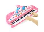 Pianoforte Elettrico A 37 Tasti Con Microfono, Giocattolo Educativo Per Bambini (Rosa)