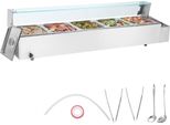Scaldavivande Chafing Dish Contenitore Gastronorm 5X8Qt - Contenitore Scaldavivande Con Piatto In Vetro - Scalda Buffet Per Catering - Scaldavivande Per Alimenti