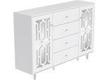 Credenza A Specchio Fortuna Lai Con Due Ante E Tre Cassetti, Bianco