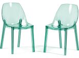 Set Di 2 Sedie In Policarbonato Trasparente, Dal Design Moderno Ed Elegante, Robuste E Impilabili, Ideali Per Cucina, Sala Da Pranzo, Ufficio, Bar E Ristorante - Luce - Verde