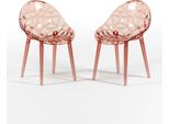 Set Di 2 Sedie In Policarbonato Trasparente Con Effetto Diamante, Dal Design Moderno Ed Elegante, Robuste E Impilabili, Ideali Per Cucina, Sala Da Pranzo, Ufficio O Bar - Diamante - Rosa Corallo