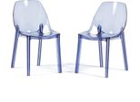 Set Di 2 Sedie In Policarbonato Trasparente, Dal Design Moderno Ed Elegante, Robuste E Impilabili, Ideali Per Cucina, Sala Da Pranzo, Ufficio, Bar E Ristorante - Luce - Blu