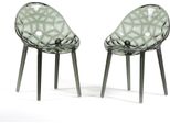Set Di 2 Sedie In Policarbonato Trasparente Con Effetto Diamante, Dal Design Moderno Ed Elegante, Robuste E Impilabili, Ideali Per Cucina, Sala Da Pranzo, Ufficio O Bar - Diamante - Fumè