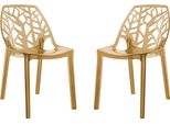Set Di 2 Sedie In Policarbonato Trasparente Dal Design Moderno E Ispirato Alla Natura, Robuste E Impilabili, Ideali Per Cucina, Sala Da Pranzo, Ufficio, Bar E Ristorante - Zelda - Bronzo