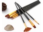 Set Di Pennelli, 7 Pezzi, Set Di Pennelli Per Acquerello In Nylon, Materiale Artistico Per Studenti, Per Acquerello, Olio, Guazzo, Pittura Acrilica, Corpo, Gel (Nero)