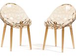 Set Di 2 Sedie In Policarbonato Trasparente Con Effetto Diamante, Dal Design Moderno Ed Elegante, Robuste E Impilabili, Ideali Per Cucina, Sala Da Pranzo, Ufficio O Bar - Diamante - Champagne