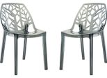 Set Di 2 Sedie In Policarbonato Trasparente Dal Design Moderno E Ispirato Alla Natura, Robuste E Impilabili, Ideali Per Cucina, Sala Da Pranzo, Ufficio, Bar E Ristorante - Zelda - Fumè