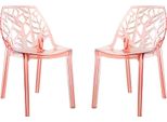 Set Di 2 Sedie In Policarbonato Trasparente Dal Design Moderno E Ispirato Alla Natura, Robuste E Impilabili, Ideali Per Cucina, Sala Da Pranzo, Ufficio, Bar E Ristorante - Zelda - Rosa Corallo
