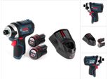 Bosch Gdr 12V-105 Professional Avvitatore Ad Impulsi A Batteria + 2X Batterie Gba 12 V 3,0 Ah + Caricabatterie Gal 1230