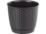 Vaso Ratolla Round 190, Marrone Scuro, Con Sottovaso