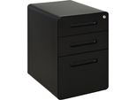 Vinsetto Piedistallo Mobile, Schedario, Piedistallo Per Ufficio Con 3 Cassetti, Mobile Per Ufficio, Contenitore, Acciaio, Nero, 39 X 48 X 59 Cm