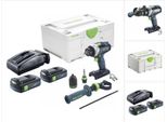 Trapano Avvitatore A Batteria Festool Tdc 18/4 I-Basic 18 V 75 Nm Brushless + 2X Batteria Ricaricabile 3,0 Ah + Caricabatterie + Systainer