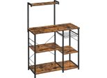 Scaffale Da Cucina Vasagle, Scaffale In Piedi Con Cestino In Metallo, Scaffale Da Forno Con 6 Ganci A S E Ripiani, Scaffale Per Microonde, Portaspezie, Per Pentole E Padelle