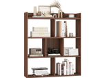 Libreria Costway Con 7 Cubi E Pannello Posteriore Aperto, Libreria Orizzontale In Legno, Scaffale Indipendente Con Protezione Antiribaltamento, Scaffale In Noce