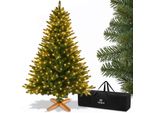 Albero Di Natale Artificiale Premium 180 Cm - Con Supporto In Legno, Abete Nordmann, Abete Artificiale, Realistico, Rami Fitti Con Led