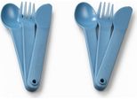 Tupperware To Go Picnic Cutlery Set (2) Blu Coltello + Forchetta + Cucchiaio