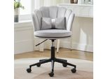 Abrihome Sedia Da Ufficio In Tessuto Vellutato Con Cuscino Lombare, Sedia Girevole Regolabile In Altezza, Grigio