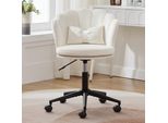 Abrihome Sedia Da Ufficio In Tessuto Vellutato Con Cuscino Lombare, Sedia Girevole Regolabile In Altezza, Beige