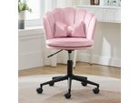 Abrihome Sedia Da Ufficio In Tessuto Vellutato Con Cuscino Lombare, Sedia Girevole Regolabile In Altezza, Rosa