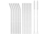 Intirilife Set Di Cannucce In Vetro Da 15 Pezzi - 20 X 0,8 Cm - Set Di Cannucce Riutilizzabili Con 6 Cannucce Dritte E 6 Cannucce Curve, 2 Spazzole E Sacchetto Di Conservazione
