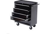 Homcom Carrello Da Officina Vuoto Carrello Portautensili Con Serratura A 5 Cassetti, 2 Chiavi, Tappetini Antiscivolo, Armadio Portautensili Con Maniglia Nero