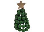 Inf Mini Albero Di Natale Decorativo Con Perline - Ornamento Festivo Da Tavolo Verde