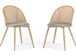 Set Di 2 Sedie Per Interni Con Schienale In Rattan E Cuscini In Velluto - Design Moderno Ed Elegante Con Struttura In Legno E Gambe In Metallo, Ideale Per Cucina, Sala Da Pranzo, Ufficio O Ristorante - Lina