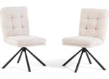 Set Di 2 Sedie Girevoli Imbottite Per Interni In Tessuto A Coste Color Burro Con Gambe In Metallo - Design Moderno Ed Elegante, Comodo E Versatile, Ideale Per Soggiorno, Sala Da Pranzo, Ufficio O Ristorante - Monica
