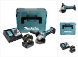 Makita Dga 452 Rtj Smerigliatrice Angolare A Batteria 18V / 115 Mm In Valigetta Makpac + 2X Batterie 5,0 Ah + Caricabatterie
