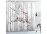Abakuhaus Tenda Da Doccia Con Cervo, Immagine Colorata Di Animali Con Diversi Elementi Natalizi Artistici - Assi Di Legno, 175 X 200 Cm, Multicolore Grigio