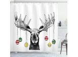 Abakuhaus Tenda Da Doccia Con Alci, Alci Natalizie Con Decorazioni Natalizie E Palline Appese Alle Corna, 175 X 200 Cm, Multicolore