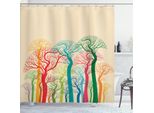 Abakuhaus Tenda Da Doccia Autunnale, Vibrante Grafica Astratta Di Alberi Senza Foglie, 175 X 200 Cm, Multicolore