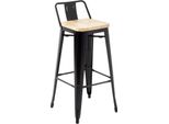 Sedia Alta Da Bar Bolero Bistro Con Sedile In Legno Nero (4 Pezzi)