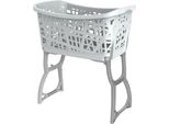 WäSchekorb Bischof, Grau (Weiß, Grau), B:60Cm H:70Cm T:40Cm, Kunststoff, WäSchesammler, WäSchekorb, Mit Standteilen, Tragegriffen, Ergonomische Form