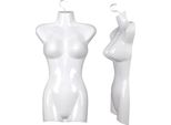 Set Di 2 Busti Femminili - Busto Da Donna In Plastica Da 66 Cm - Mezzo Busto In Plastica Di Colore Bianco - Busto Da Manichino - Mezzo Corpo Da Donna In Plastica - Figura Da Manichino - Mezzo Guscio Da Manichino Con Ganci