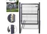 Cancello Da Giardino Jiubiaz In Acciaio Zincato, Porta Da Giardino 120 × 100 Cm, Cancello Da Giardino, Cancello Per Recinzione Con Serratura, Maniglia E Chiave, Antracite, Porta Da Giardino Porta Carrabile