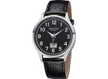 Regent Leder Herren Uhr Armbanduhr Quarz schwarz Funkuhren D2URFR272