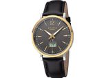 Regent Leder Herren Uhr Armbanduhr Quarz schwarz Funkuhren D2URFR285