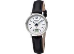 Regent Leder Damen Uhr Armbanduhr Quarz schwarz Funkuhren D2URFR284