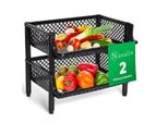 Novaliv 2 Pezzi Scaffale A Cestello Nero Impilabile Ed Estensibile, Scaffale Per Dispensa, Scaffale Per Alimenti, Scaffale Per Frutta, Sistema Di Stoccaggio Per Cantina, Sistema Di Organizzazione Per Dispensa, Scaffale Per Bevande